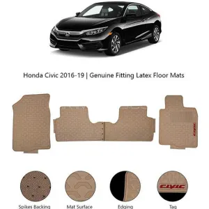 Honda Civic Rubber Floor Mat Beige - Model 2016-2021 Custom Fit