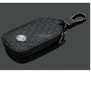 DFSK Glory Carbon Fiber Leather Key Cover Pouch Black With Keychain Ring