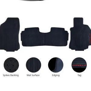 Toyota Corolla Rubber Floor Mat Smoke With Beige Border 3pcs Model 2017 - 2021