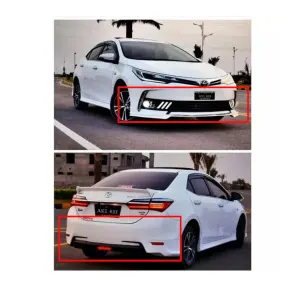 Toyota Corolla Front And Back Bumper Lower Lip Chrome Molding Pair - Model 2014-2017