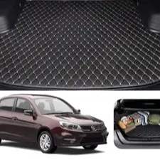 Proton Saga 7D ECO Trunk Mat Black with Beige Stitch Model 2020-2022