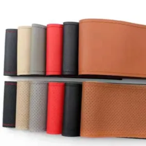 Universal Leather Steering Cover Carbon